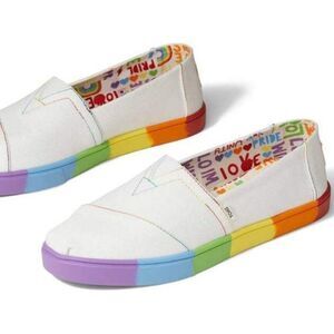 TOMS white pride canvas‎ alpargata cupsole womens slip on Size 5